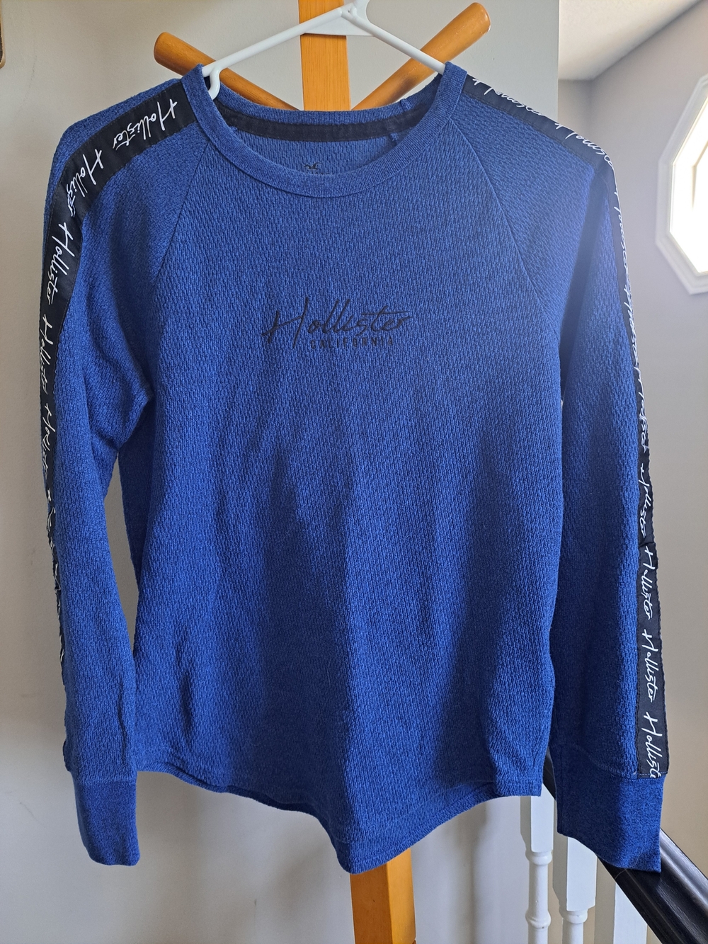 Hollister Blue Long Sleeve Logo Crewneck Thermal
